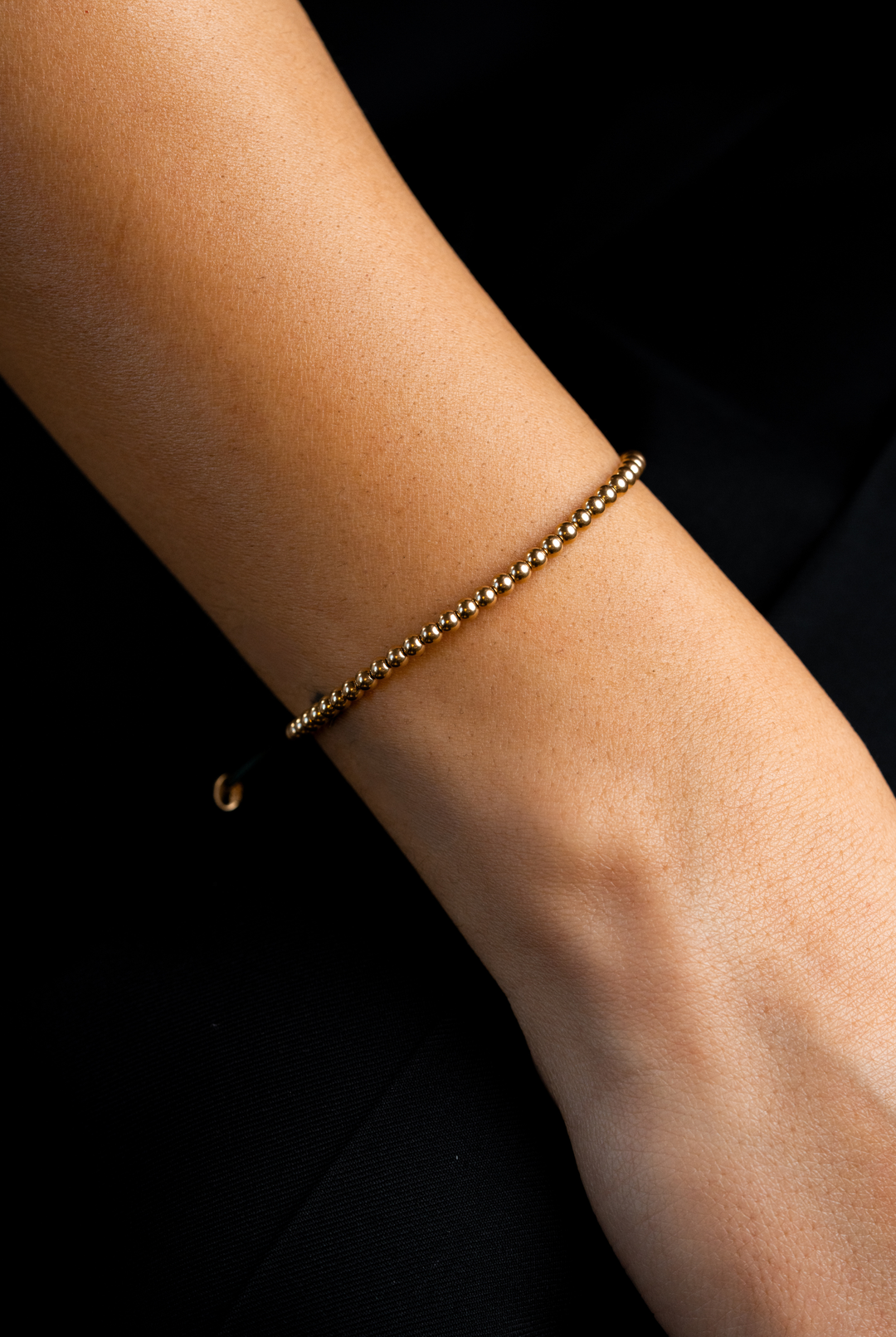 Yellow Gold Dots Bracelet with Blue Cotton