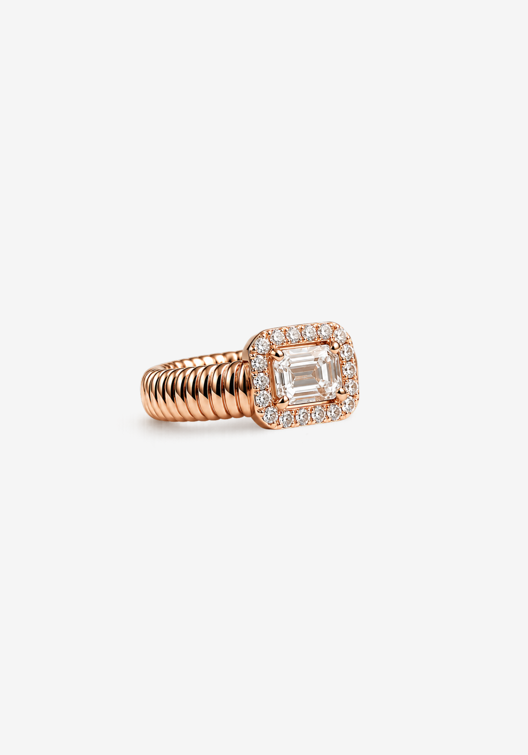 Anel de ouro rosa com diamantes