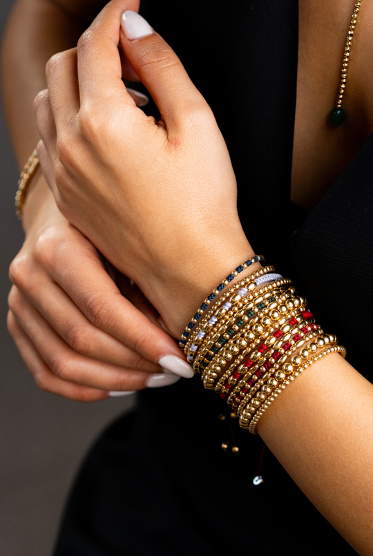 Yellow Gold Bracelet with Lilac Cotton