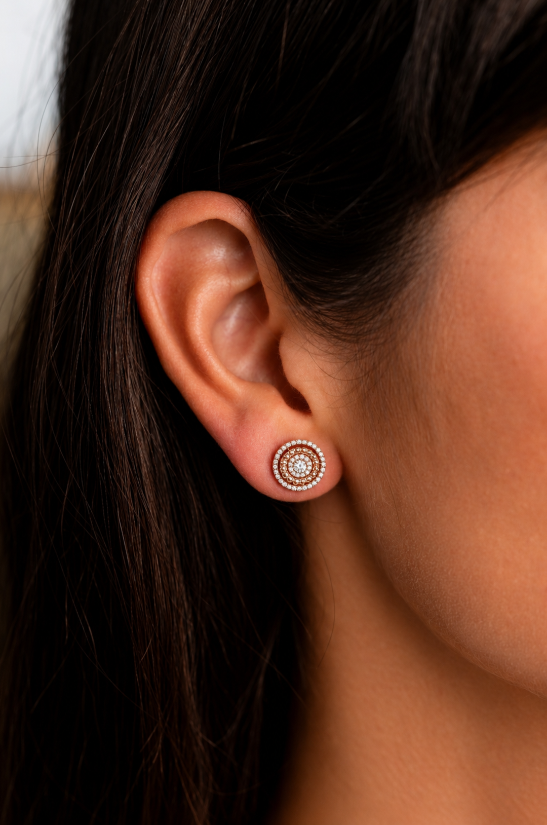 Pink Gold Earrings with Diamonds