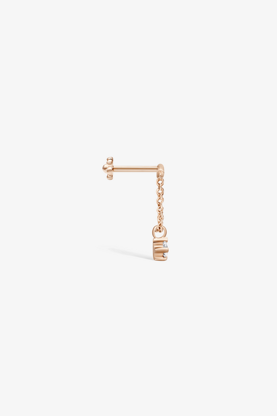 Pink Gold Prong Set Diamond Drape Piercing