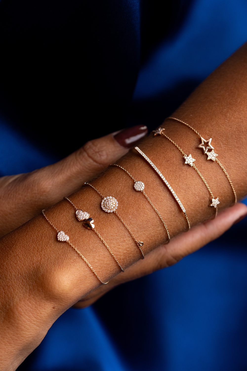 Pink Gold Circle Chain Bracelet with Diamonds