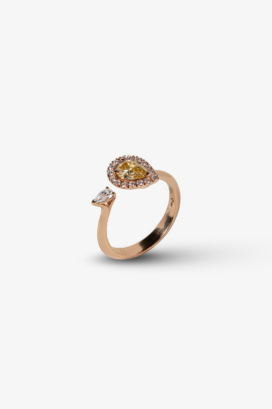 Gold Drop Ring with Diamonds