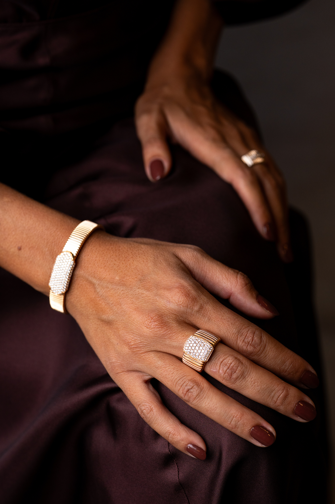 Pink Gold Ring with Diamonds