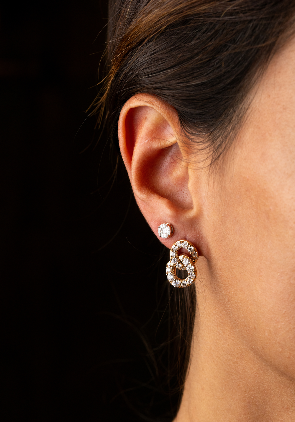Pink Gold Earrings with Diamonds