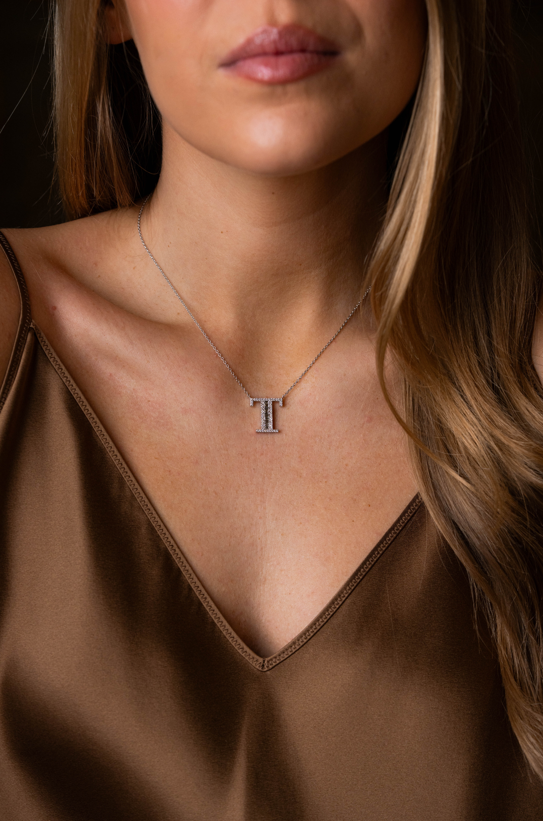 Letter Gold Necklace with Diamonds