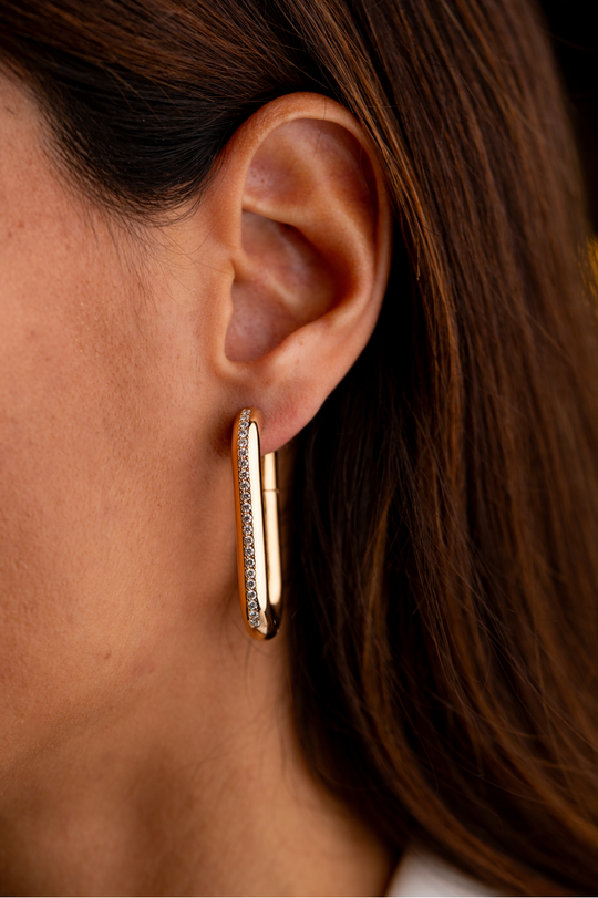 Pink Gold Hoops with Diamonds