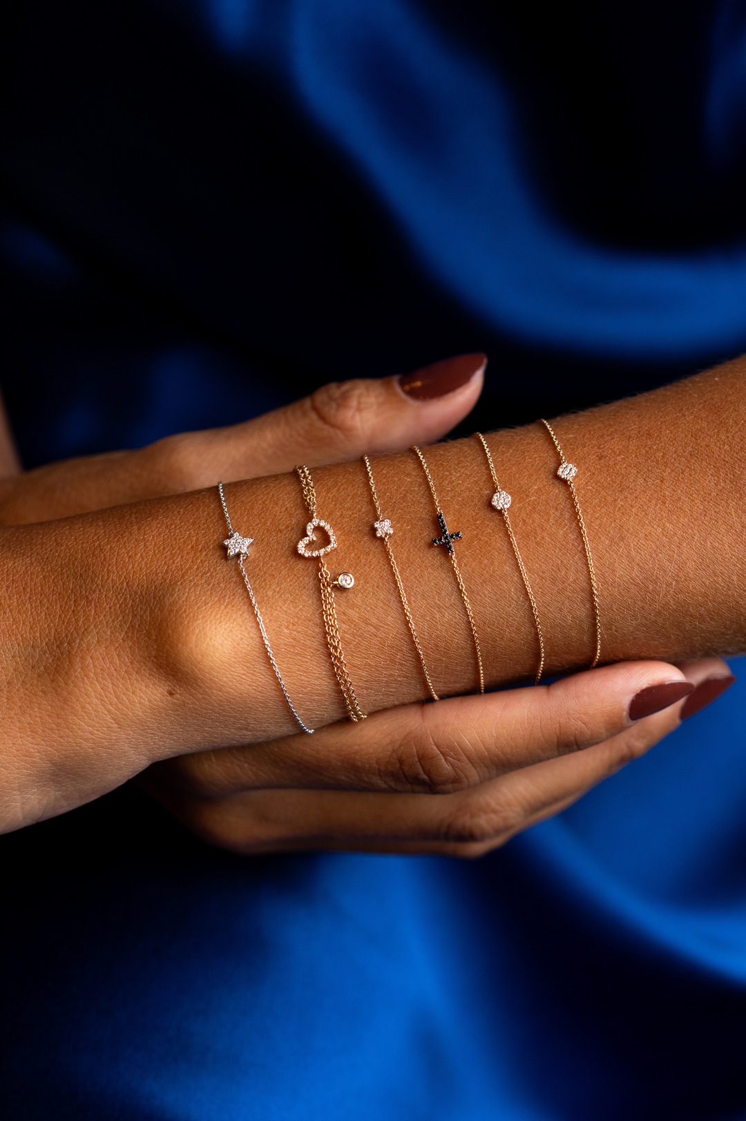 Star Pink Gold Chain Bracelet with Diamonds