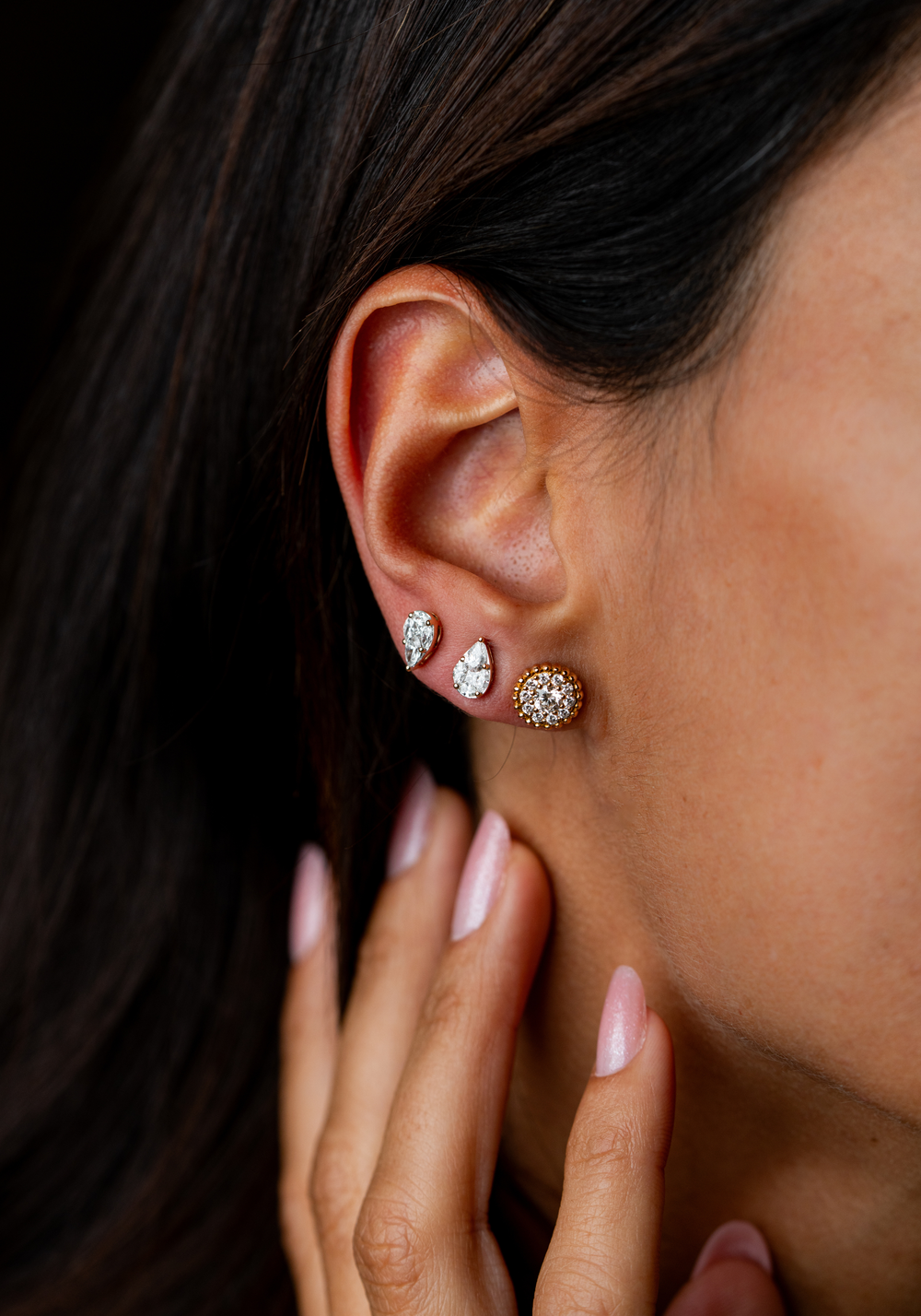 Pink Gold Earrings with Diamonds
