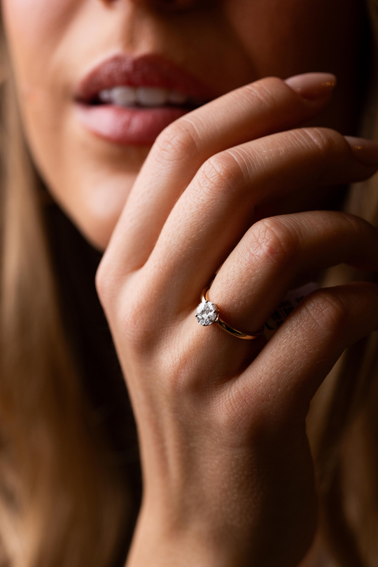 Pink Gold Engagement Ring with Diamonds