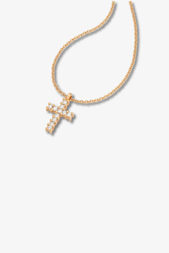 Gold Necklace with Cross and Diamonds