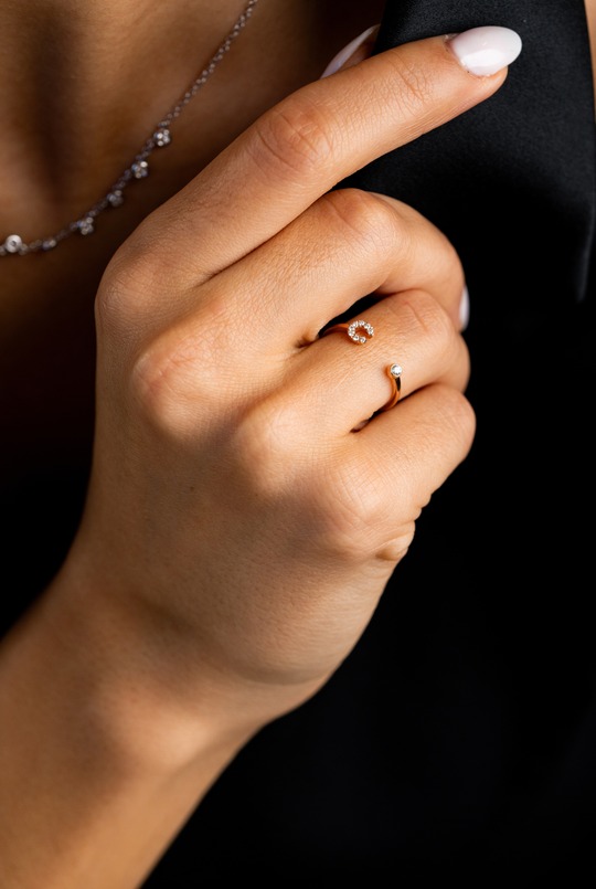 Letter C Gold Ring