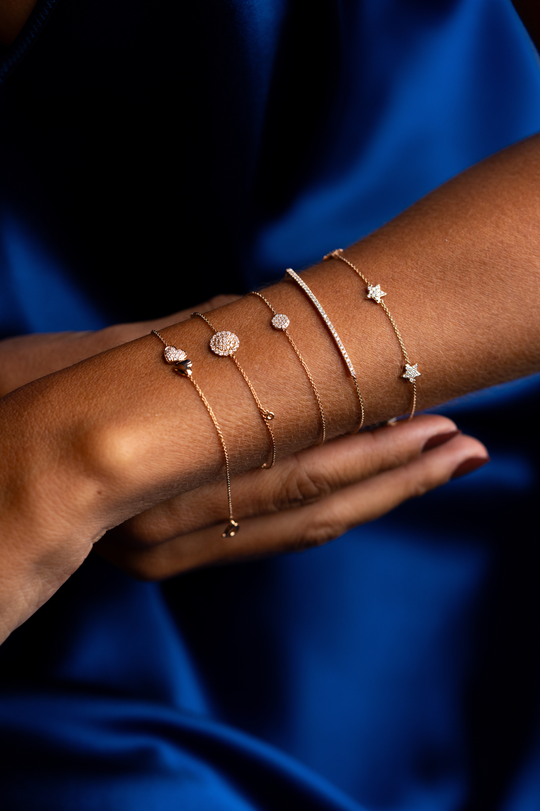 Pink Gold Chain Bracelet with Diamonds