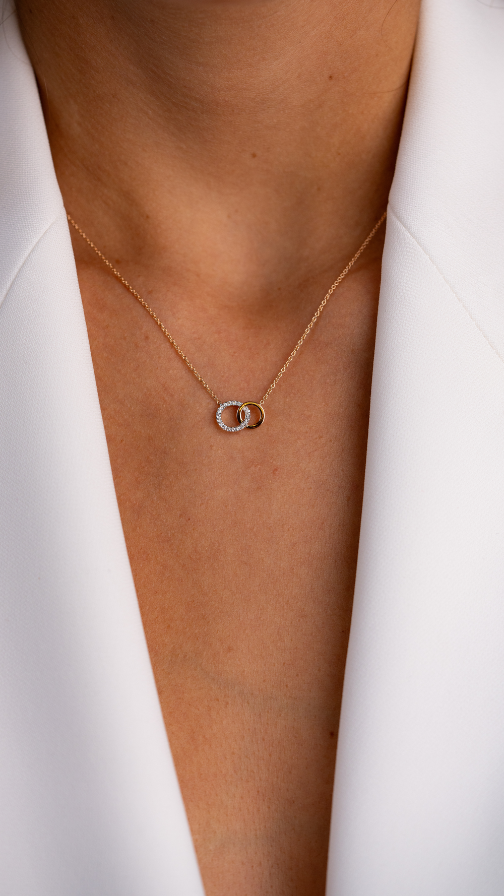 Pink Gold Necklace Union with Diamonds