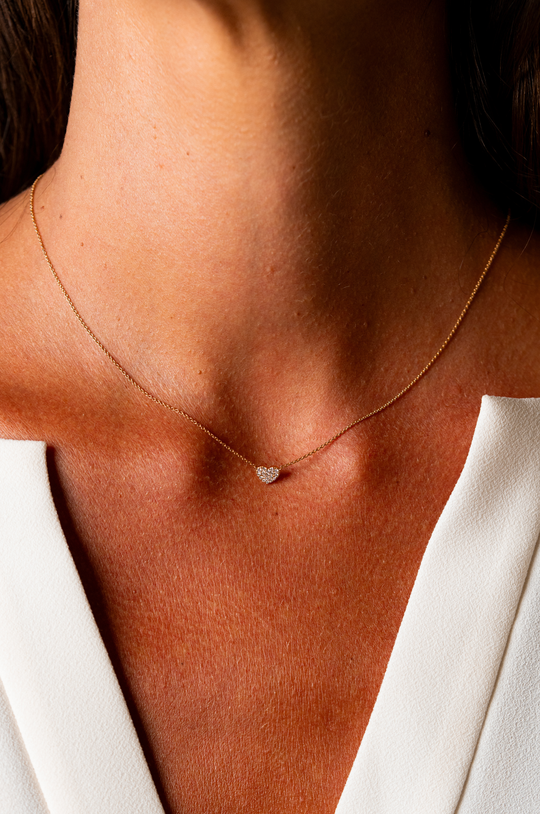Heart Pink Gold Necklace with Diamonds