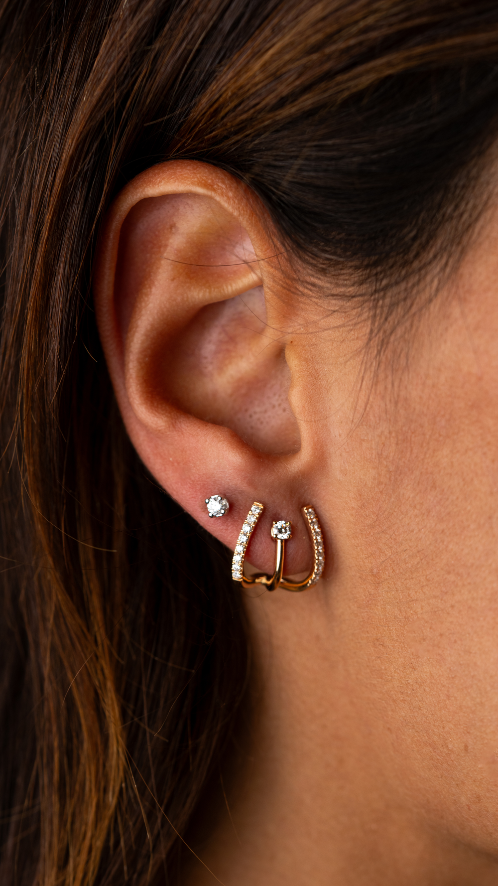 Pink Gold Earrings with Diamonds