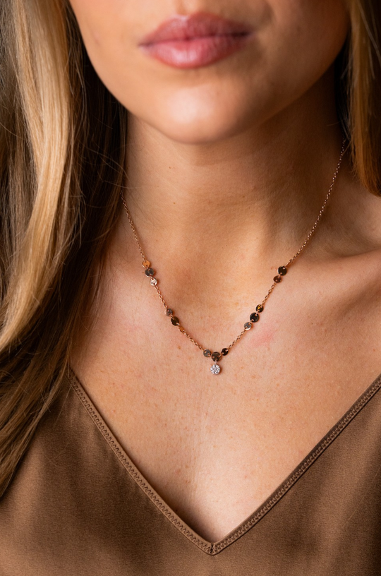 Millenuci Pink Gold Necklace with Diamonds