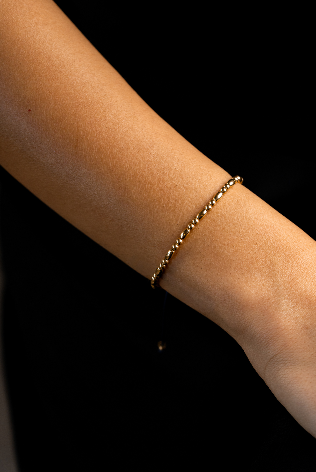 Yellow Gold Bracelet with Blue Cotton