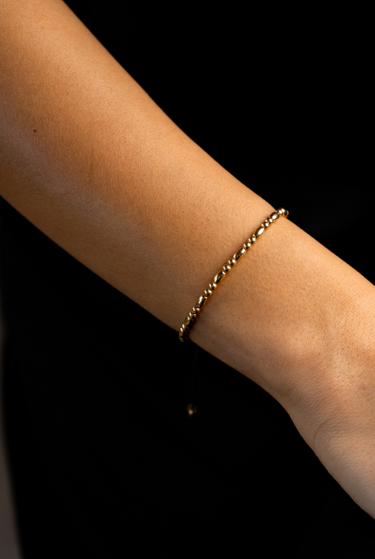 Yellow Gold Bracelet with Blue Cotton