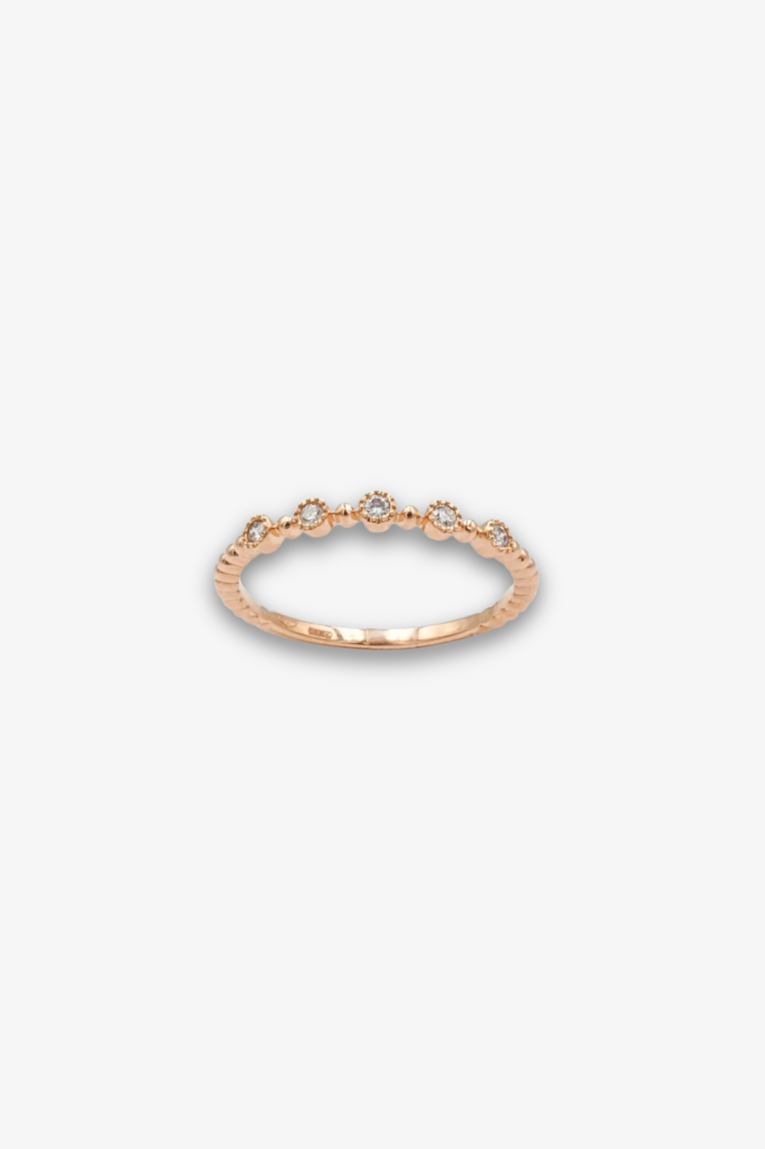 Pink Gold Ring with 5 Diamonds