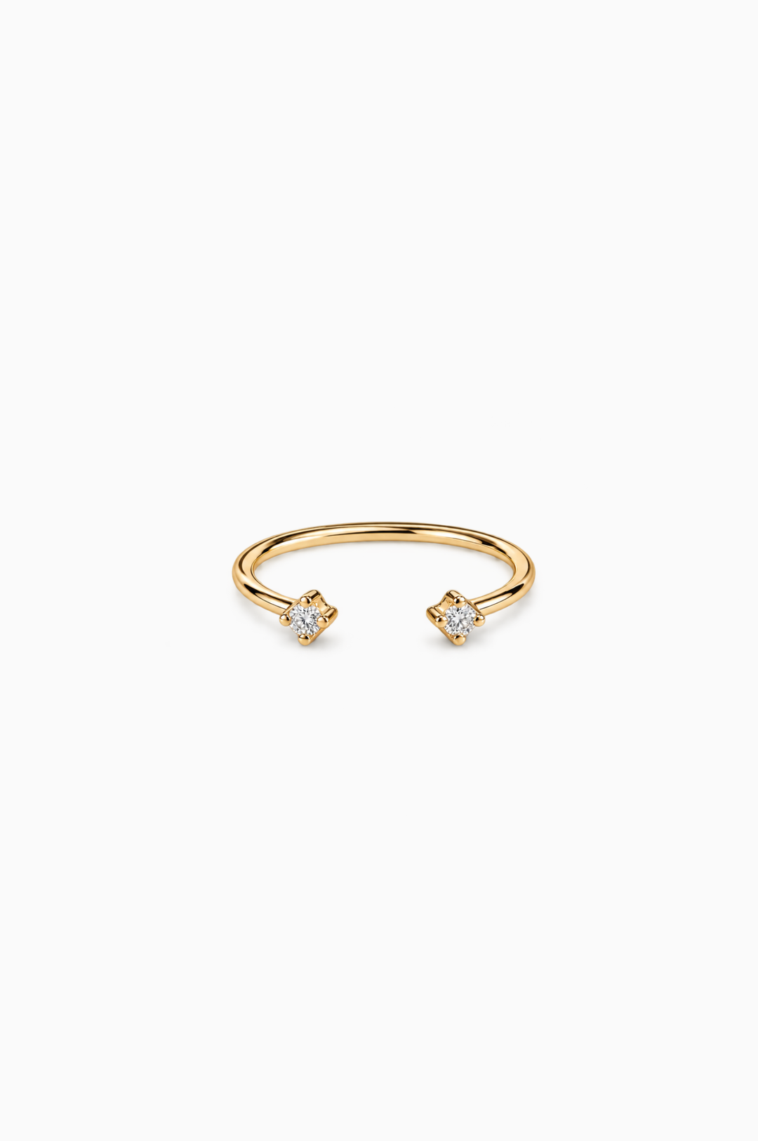 Yellow Gold Ring with Two Diamonds