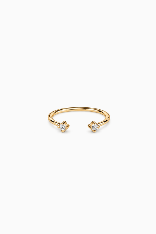 Yellow Gold Ring with Two Diamonds