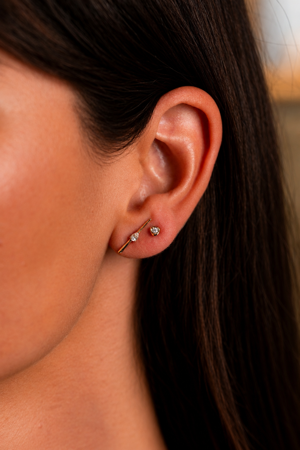 Drop Pink Gold Earrings with Diamonds