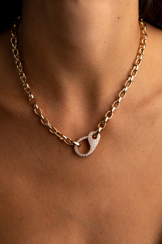 Pink Gold Necklace with Diamonds Lock