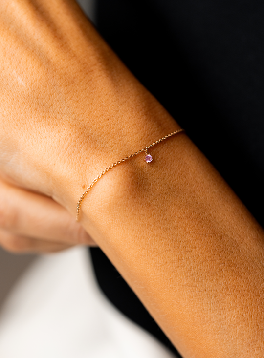 Pink Solitaire Rose Gold Bracelet