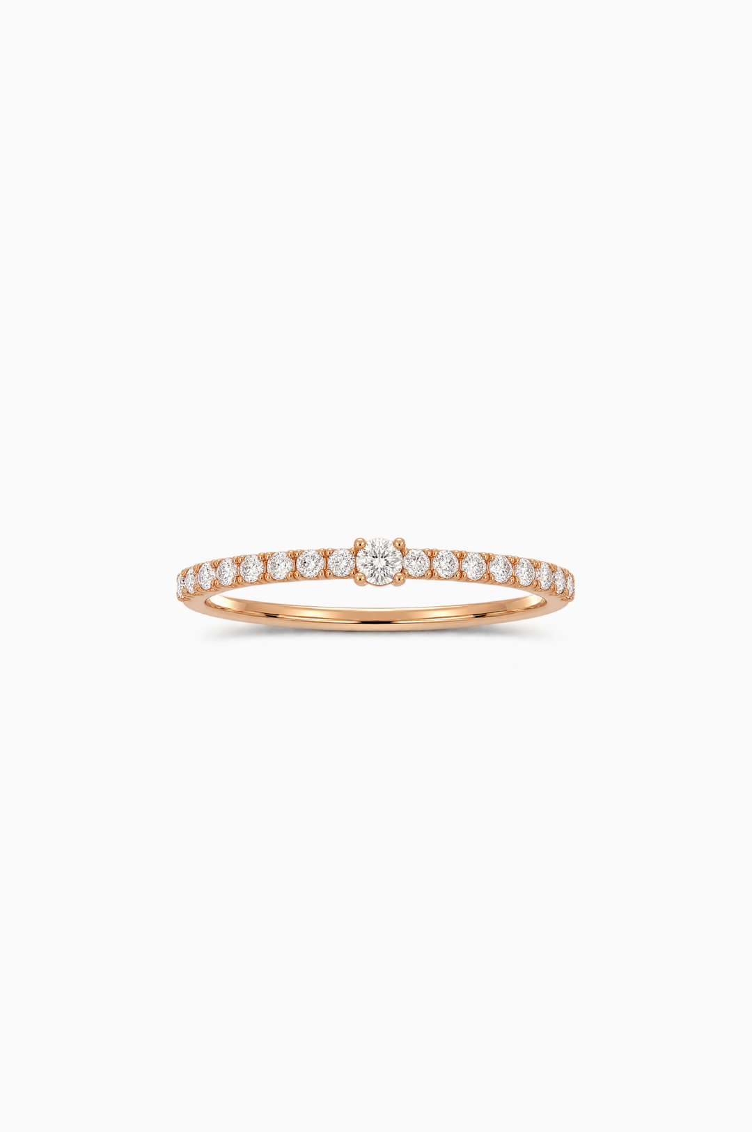 Anel de noivado em ouro rosa com diamantes