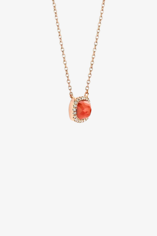 Gold with Diamonds and Coral Necklace