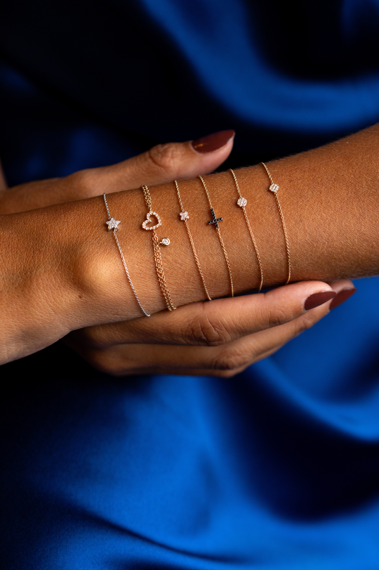 Pink Gold Chain Bracelet with Diamonds