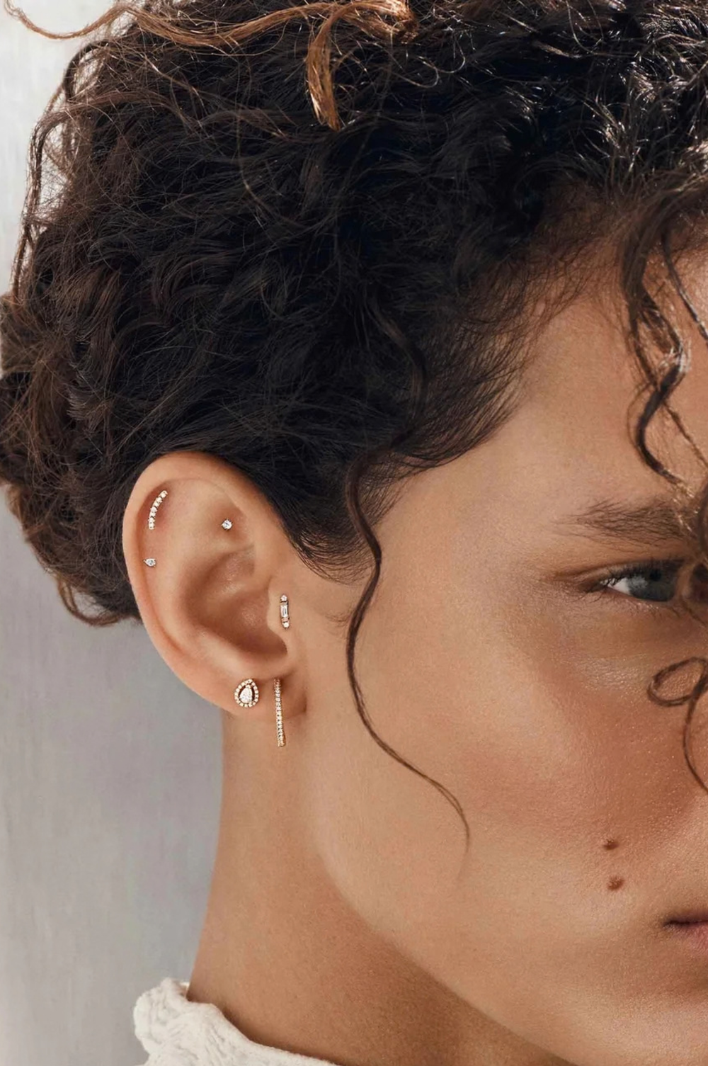 White Gold Baguette Piercing with Diamonds