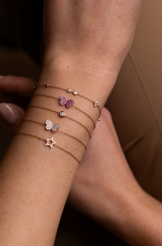 Pink Gold Chain Bracelet with Diamond