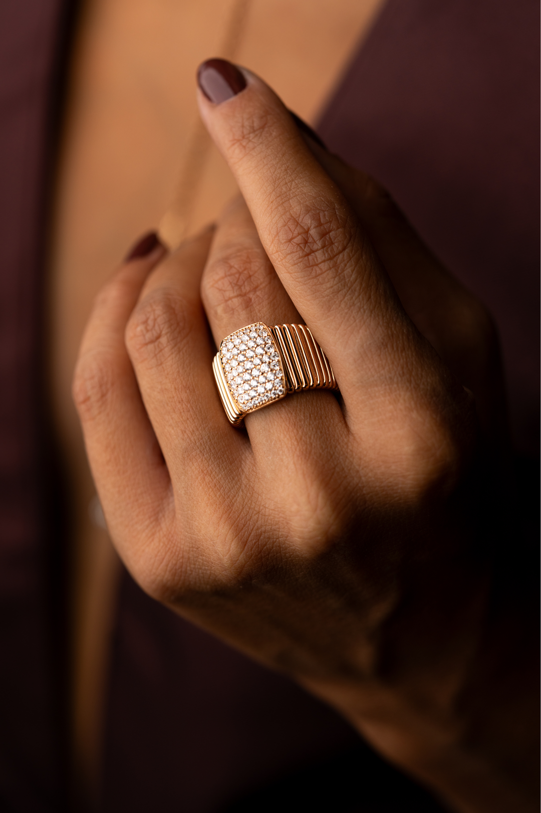 Pink Gold Ring with Diamonds