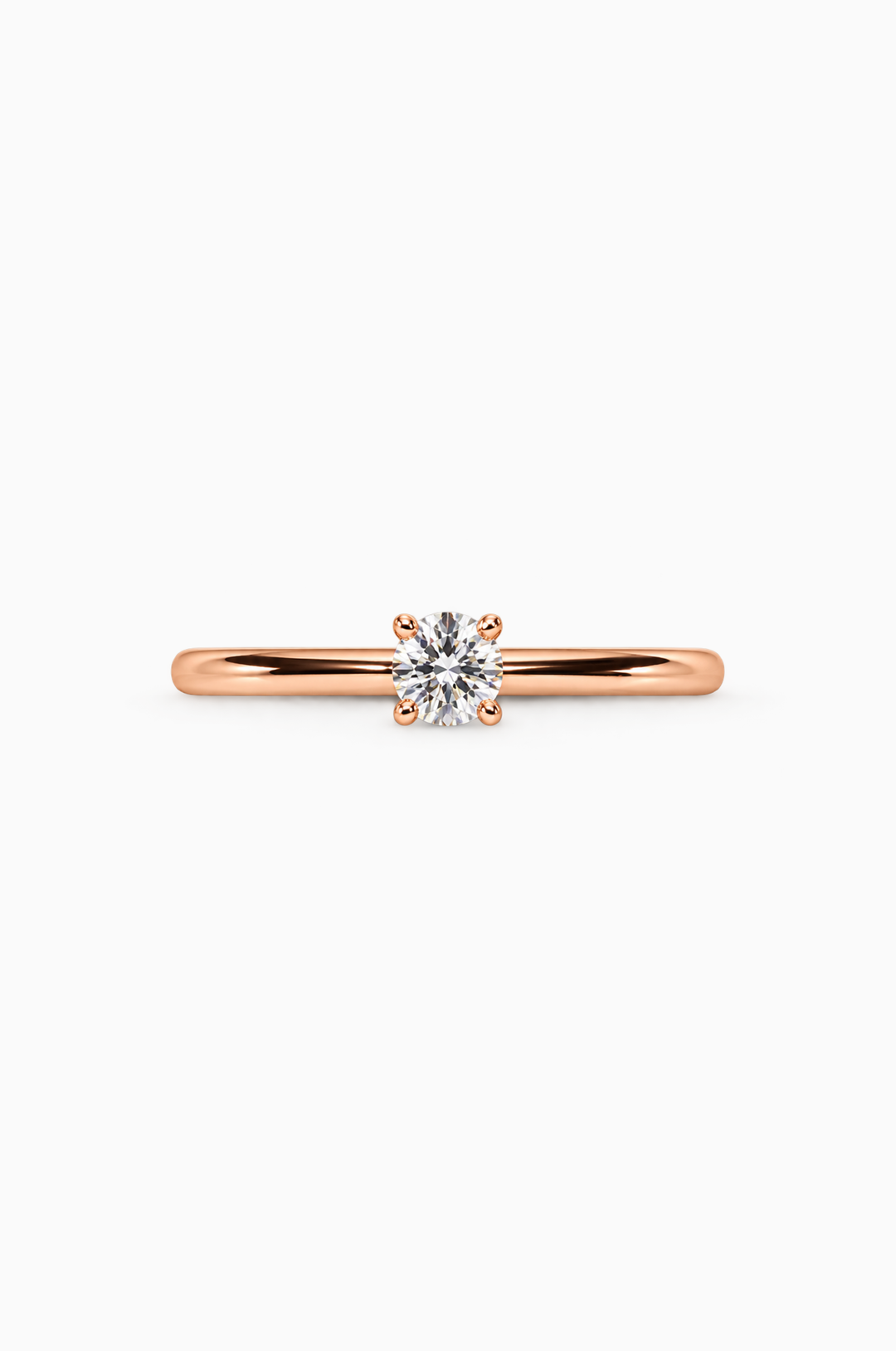 Anel de Noivado em Ouro Rosa e Diamante Solitário