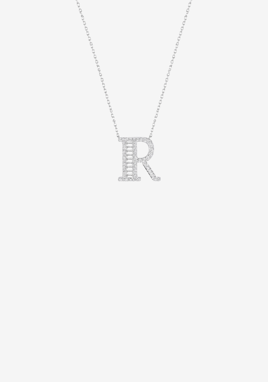 Letter Gold Necklace with Diamonds