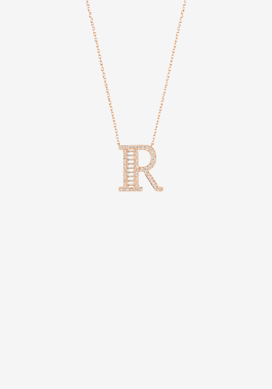Letter Gold Necklace with Diamonds