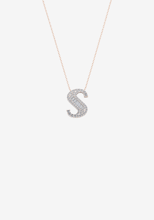 Letter Gold Necklace with Diamonds
