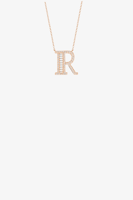 Letter Gold Necklace with Diamonds