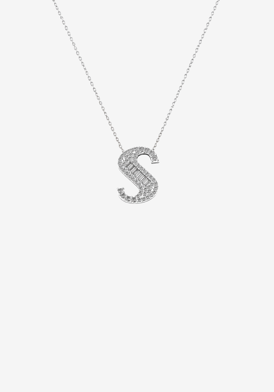 Letter Gold Necklace with Diamonds
