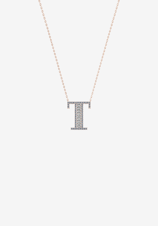 Letter Gold Necklace with Diamonds