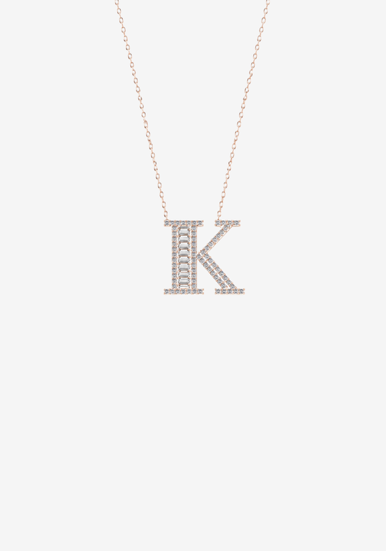 Letter Gold Necklace with Diamonds
