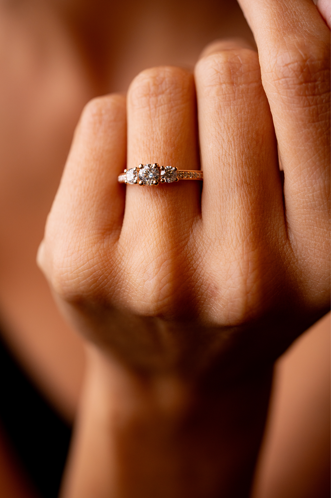 Pink Gold and Diamond Engagement Ring