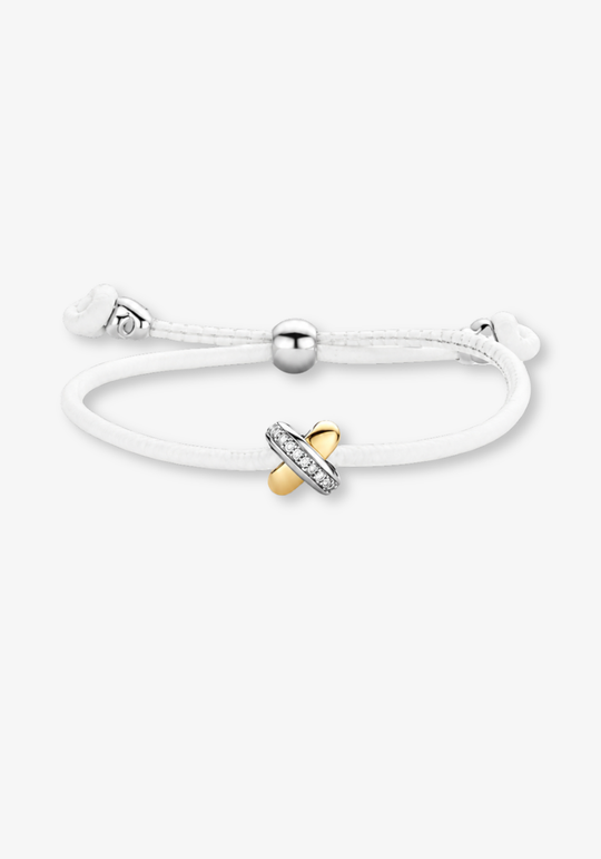 Leather Bracelet with Diamond Cross