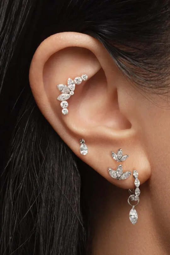 Floating Pear Diamond Piercing