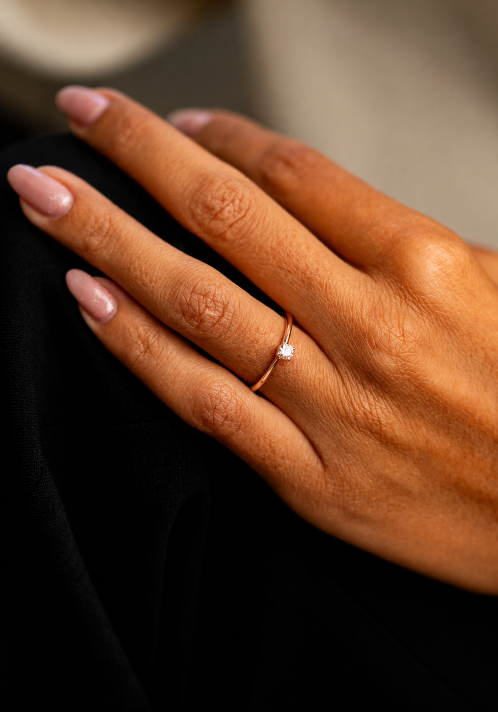 Pink Gold and Solitaire Diamond Engagement Ring