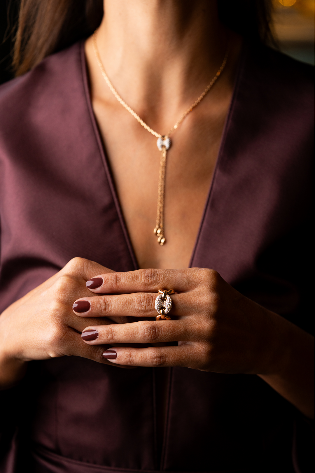 Pink Gold Ring with Diamonds