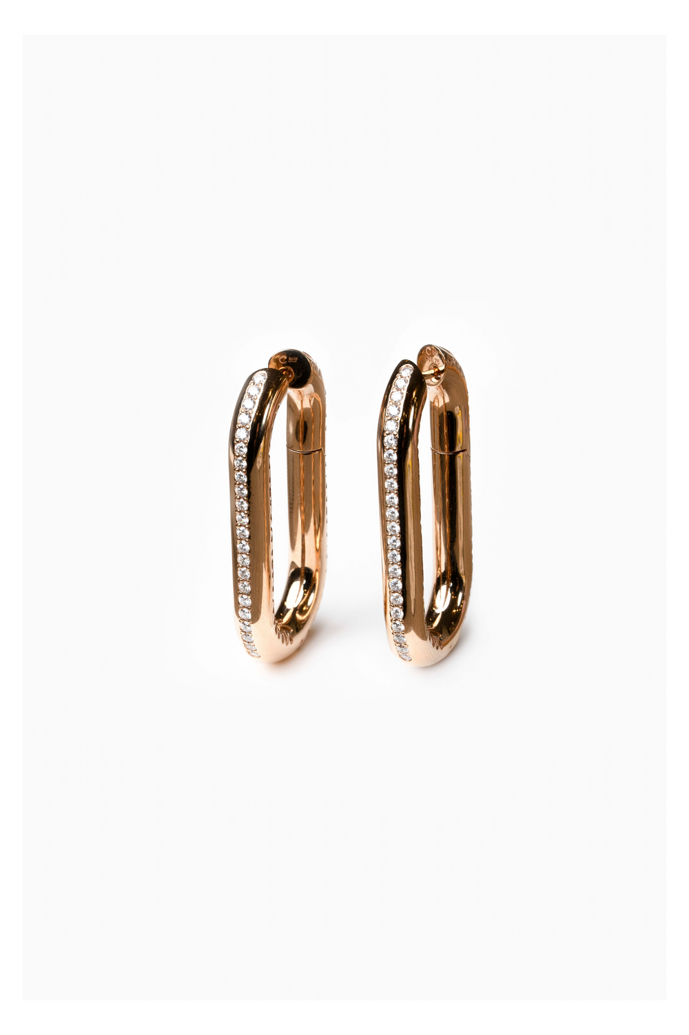 Pink Gold Hoops with Diamonds