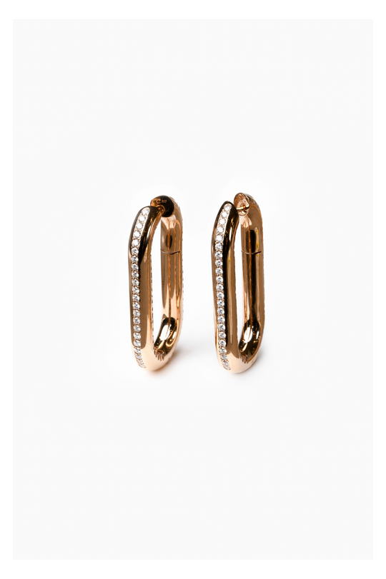 Pink Gold Hoops with Diamonds